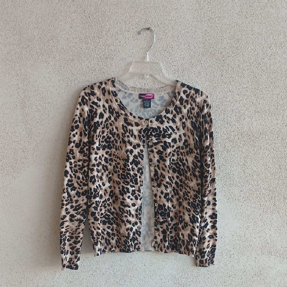 Make Offer!  Say What? Beige and Black Animal Print Sweater